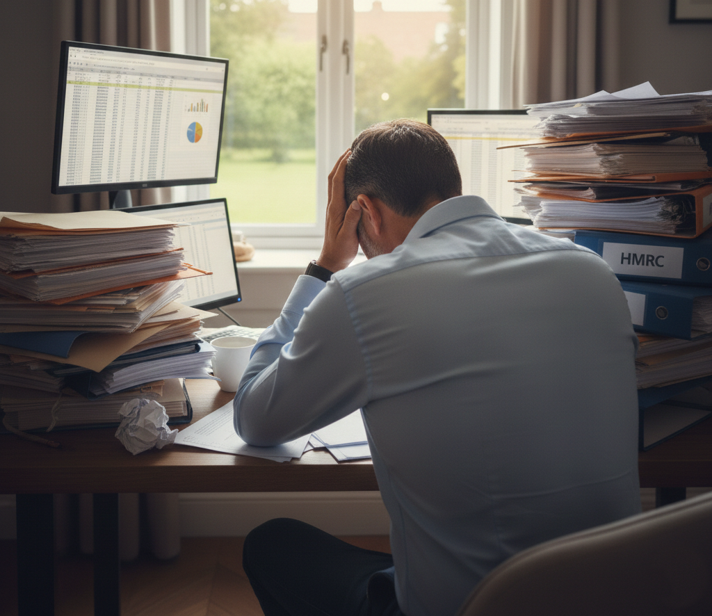 Director reviewing records after HMRC enquiries