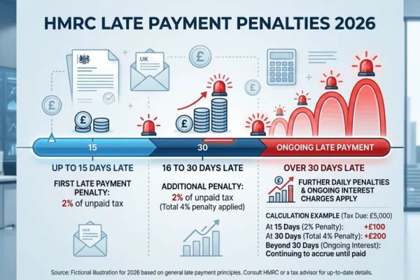HMRC late payment penalties 2026 VAT and PAYE charges