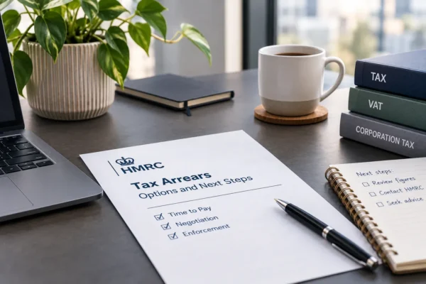 Director reviewing HMRC tax arrears and enforcement options